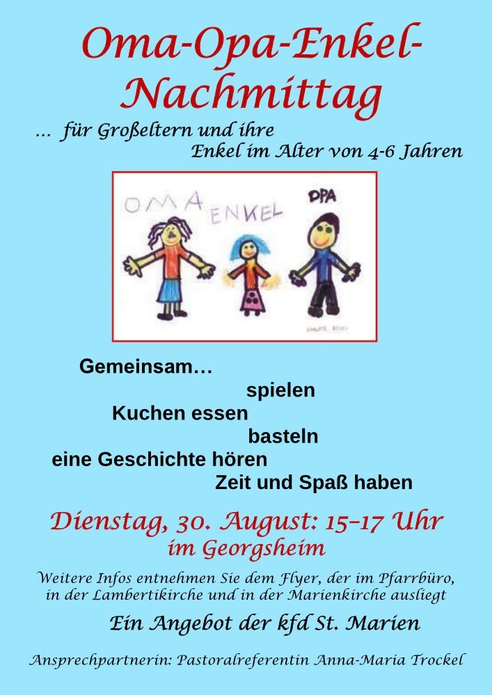 Einladung Oma Opa Tag Kindergarten Text Oma-Opa-Enkel Nachmittag - St. Lambertus Ochtrup