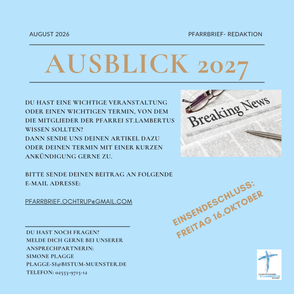 Infos für den neuen Pfarrbrief